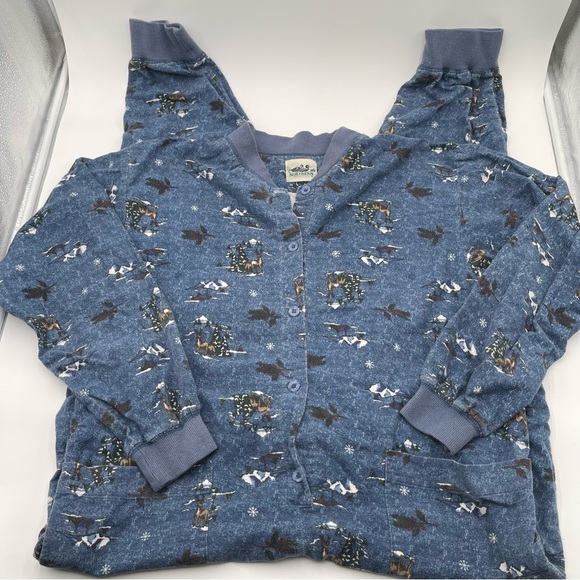 Vtg Flannel Northern Reflections One Piece Pajamas Adult Large Open Backside - Picture 5 of 14